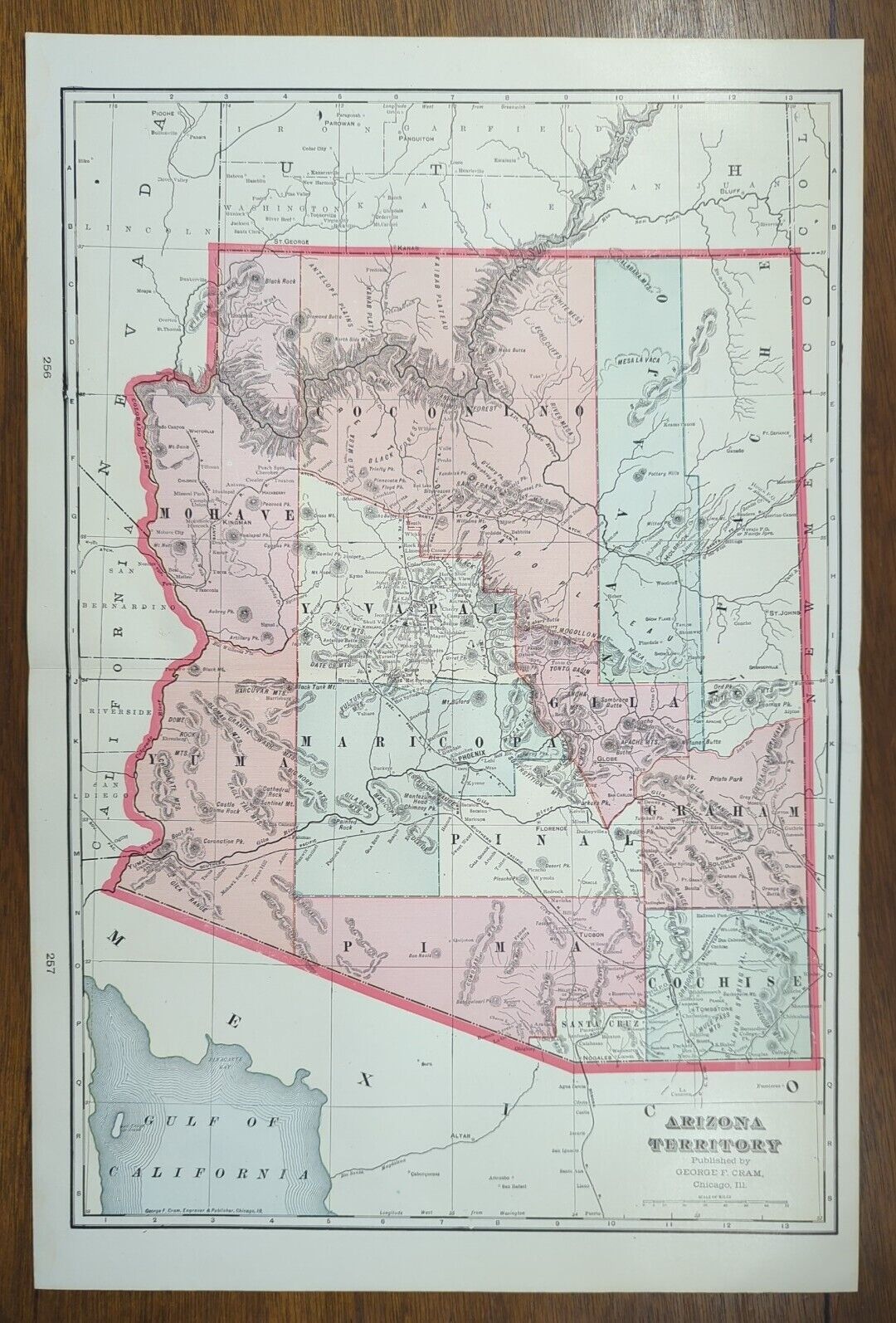 Vintage 1904 ARIZONA Map 14
