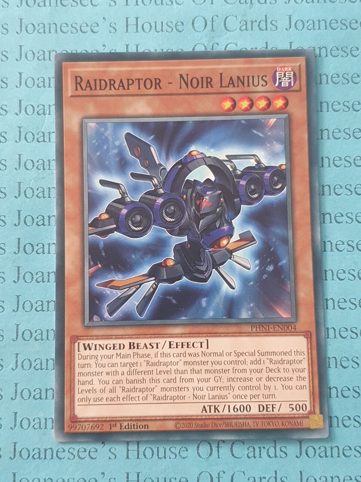 Raidraptor - Noir Lanius PHNI-EN004 Yu-Gi-Oh Card 1st Edition New