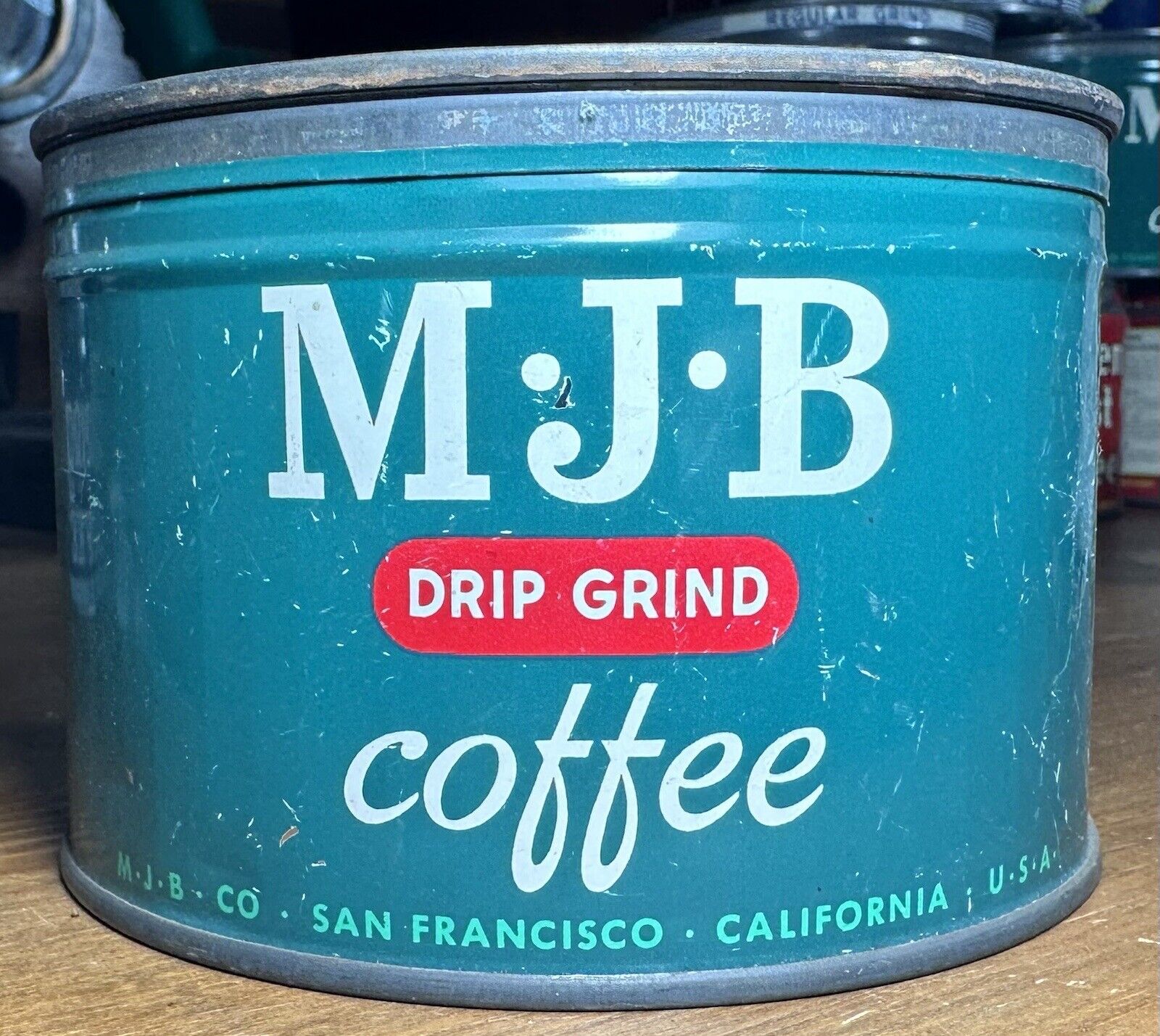 Vintage M.J.B MJB COFFEE 1 LB Tin Can Drip Grind San Francisco California