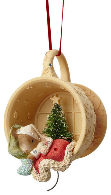 Enesco Heart of Christmas Mouse Sleeping in Teacup Ornament 2.87 in