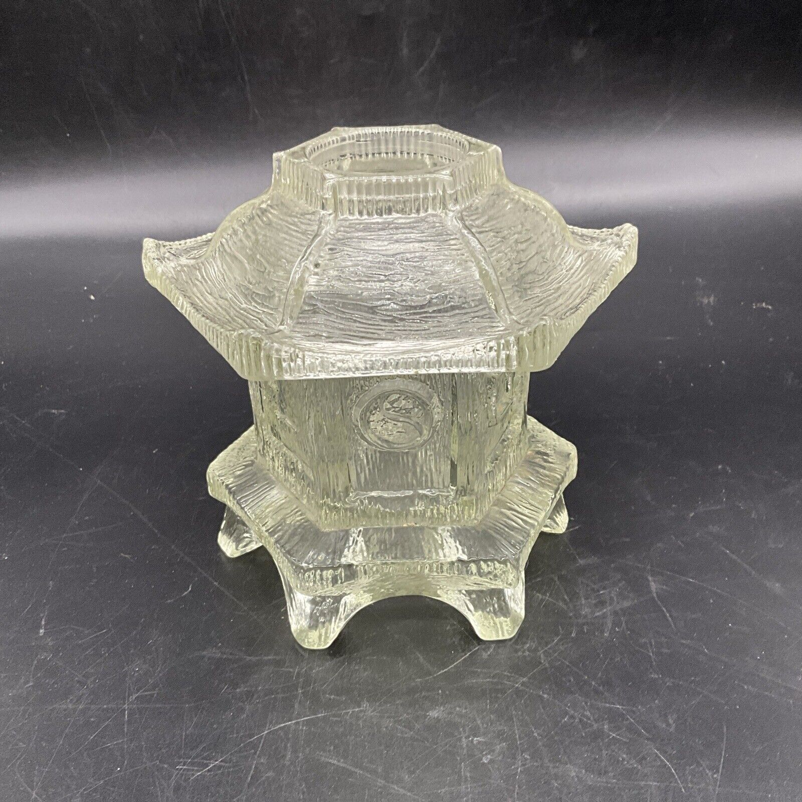 VTG L E Smith Clear Glass Japanese Pagoda Lantern Fairy Lamp