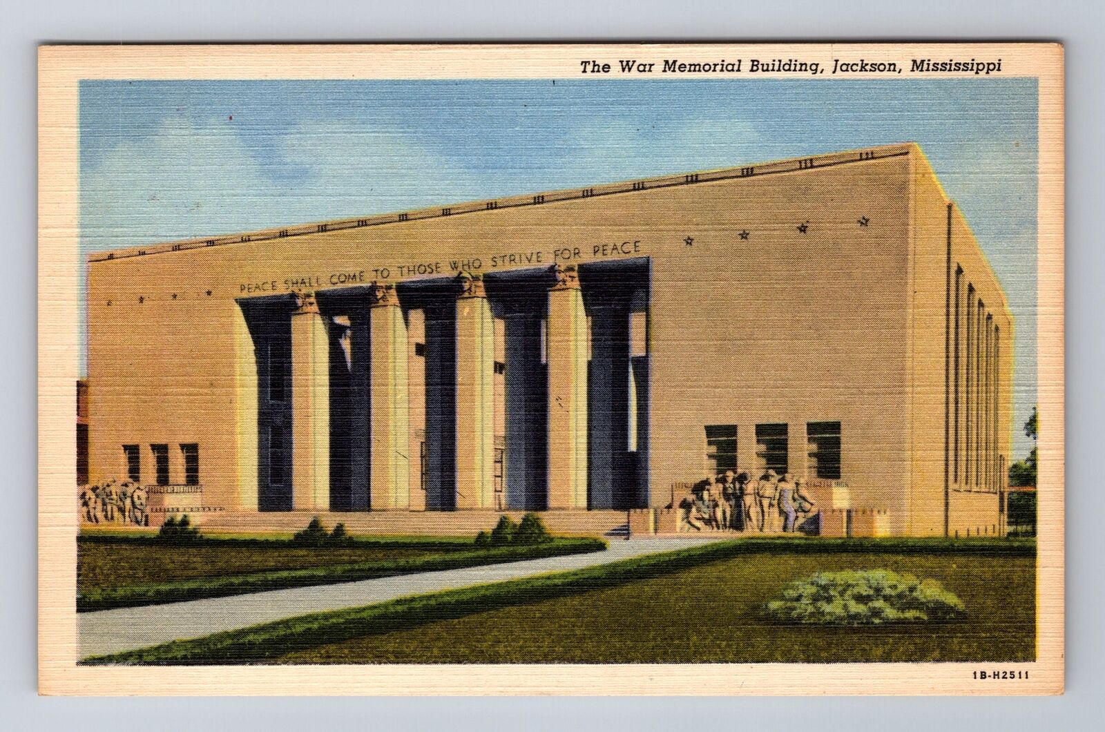 Jackson MS-Mississippi, The War Memorial Building, Antique, Vintage Postcard
