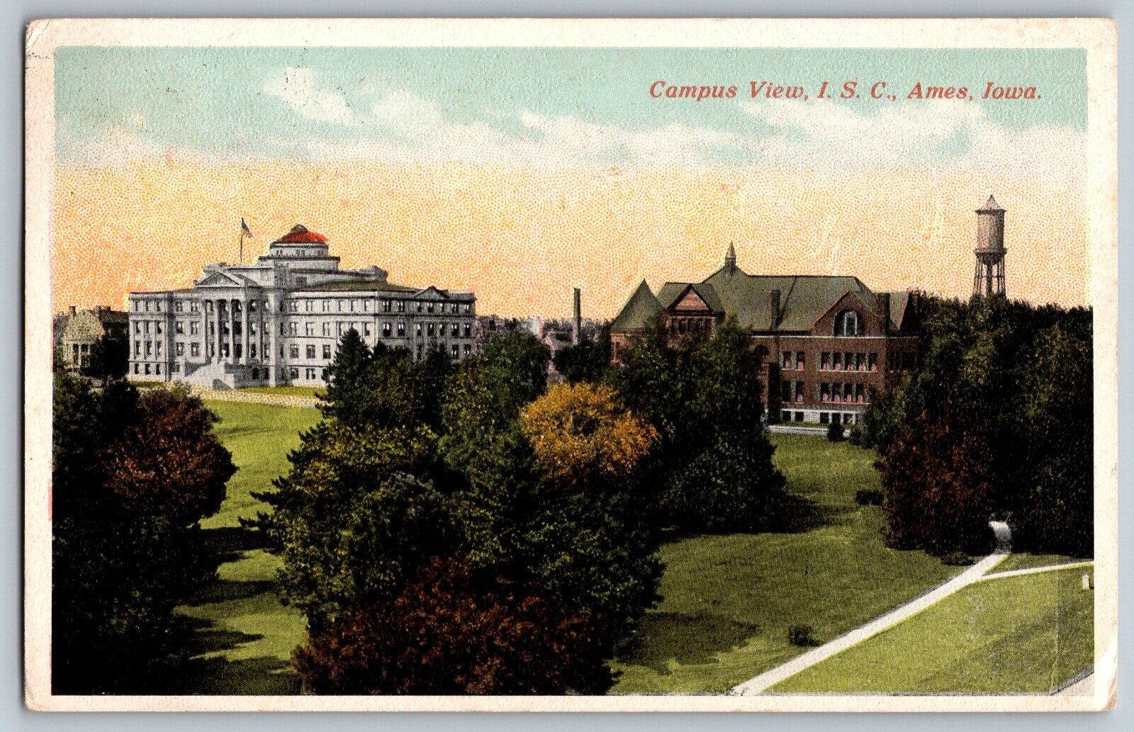 Ames, Iowa IA - Bird's Eye View of Campus I.S.C. - Vintage Postcard - Posted