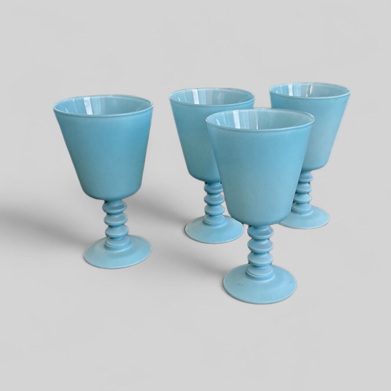 Vintage Sherbert Champagne Frosted French Blue Glass - Art Deco