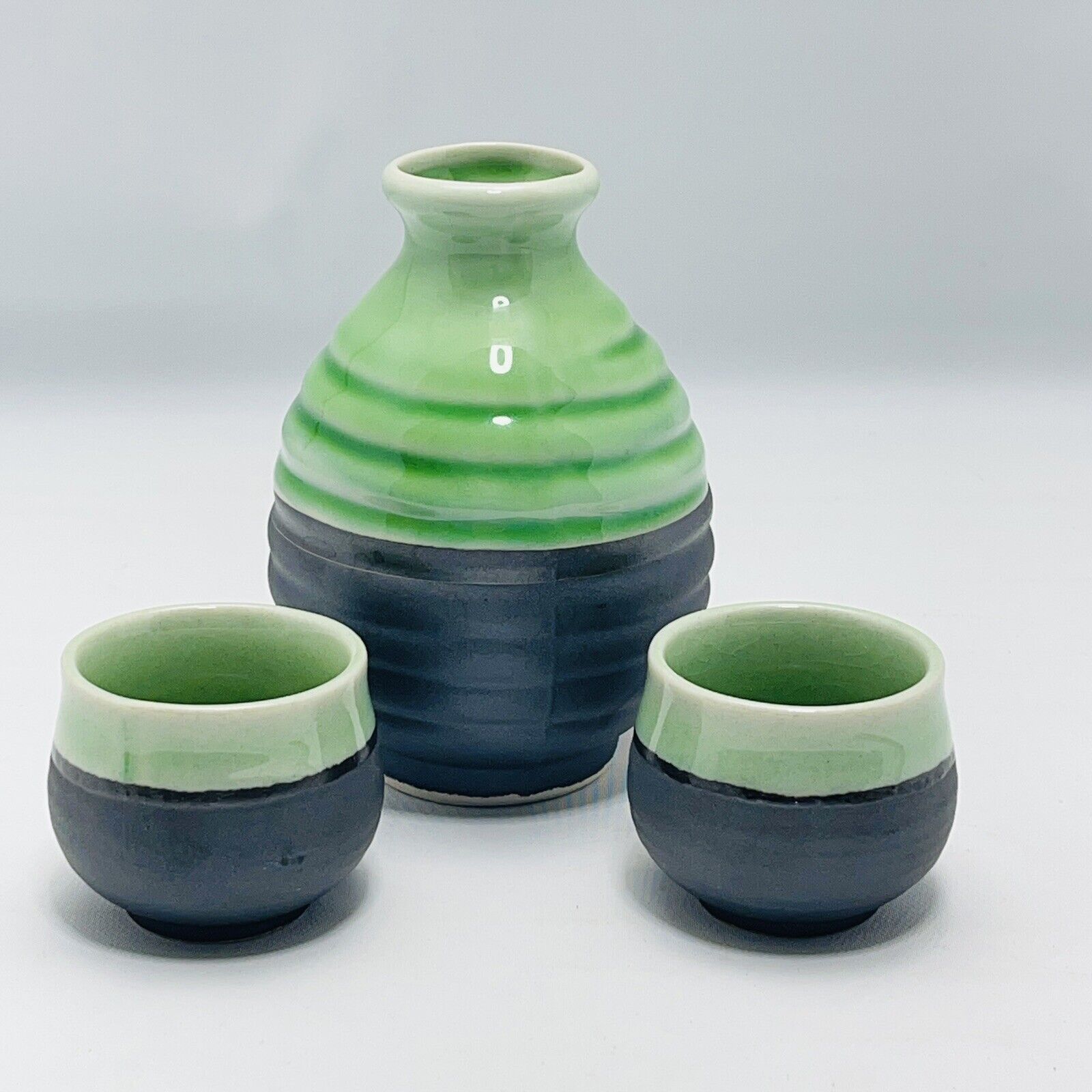 Japanese Kafuh Sake Set Porcelain Ceramic 3 Pieces Saki 