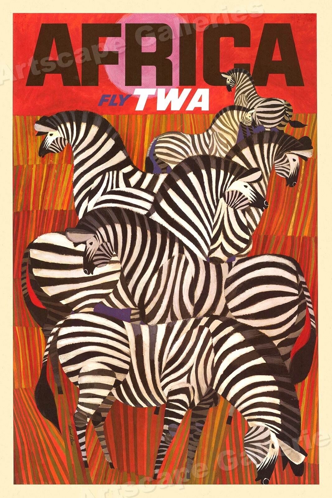1960s AFrica - Fly TWA Vintage Style Travel Poster - 20x30