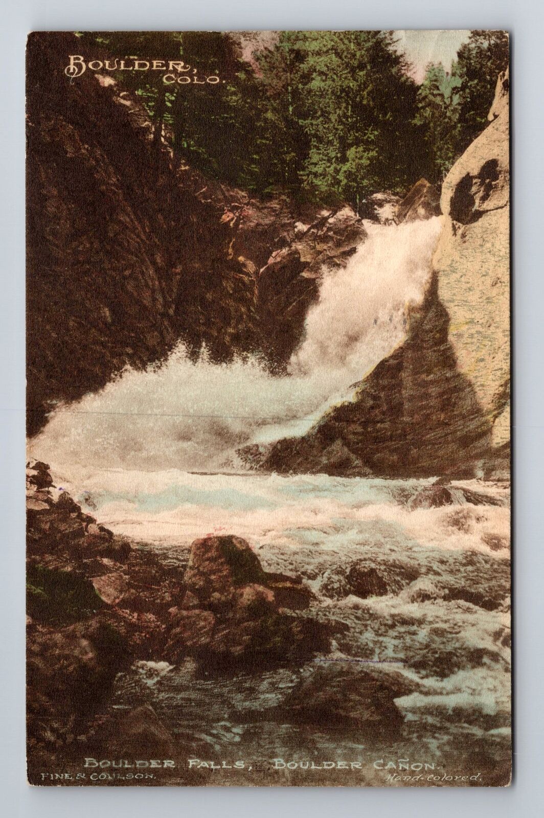 Boulder CO-Colorado, Boulder Canon & Falls, Antique Vintage c1916 Postcard