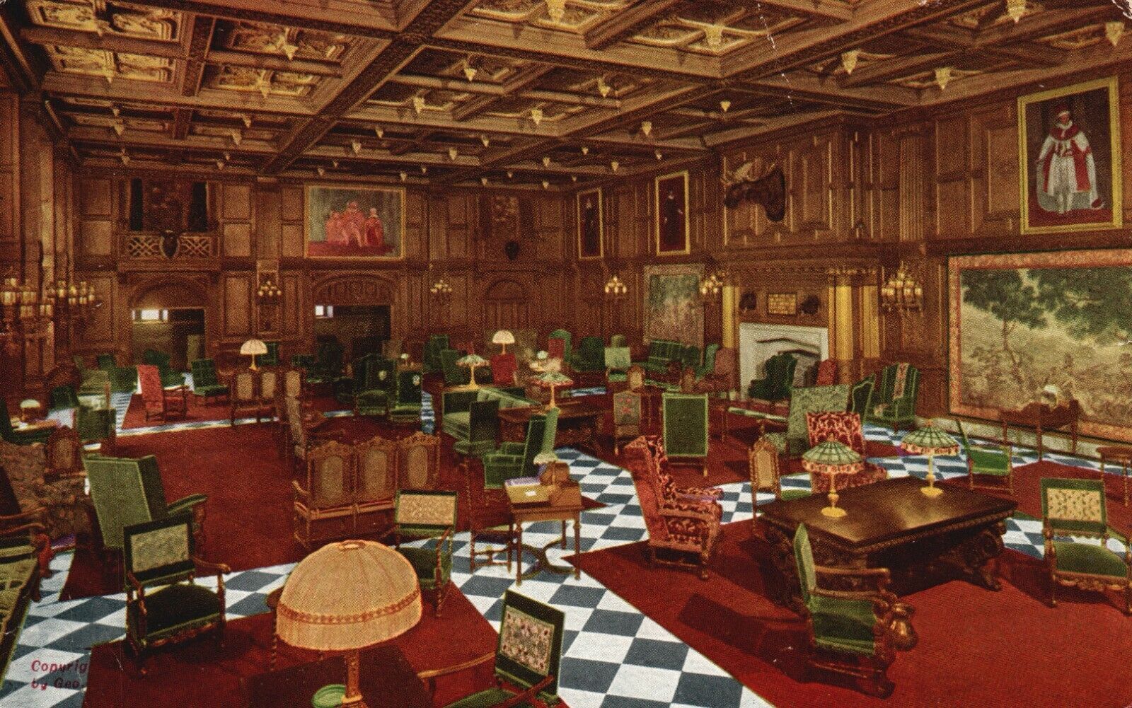 Vintage Postcard 1912 Large Sitting Room Chicago IL Illinois
