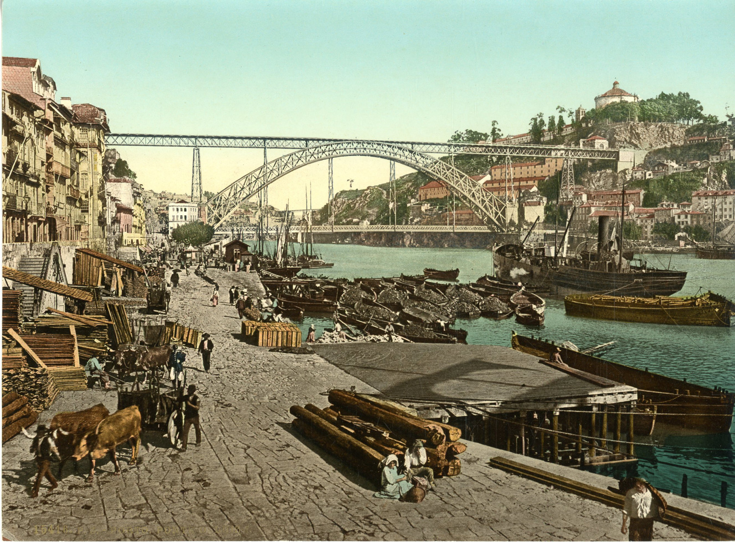 Port. Original Vintage Photochrome D. Luiz I. Bridge, Vintage Photochrom