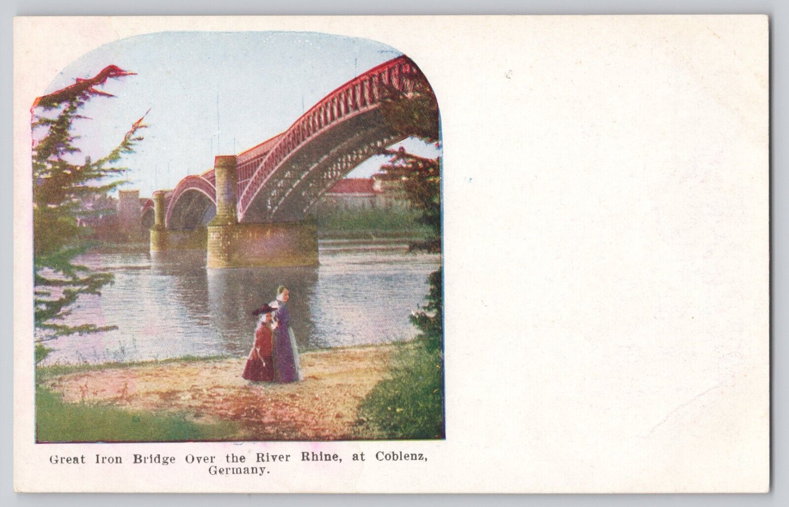 Postcard  Great Iron Bridge River Rhine Coblenz Germany JF1.102