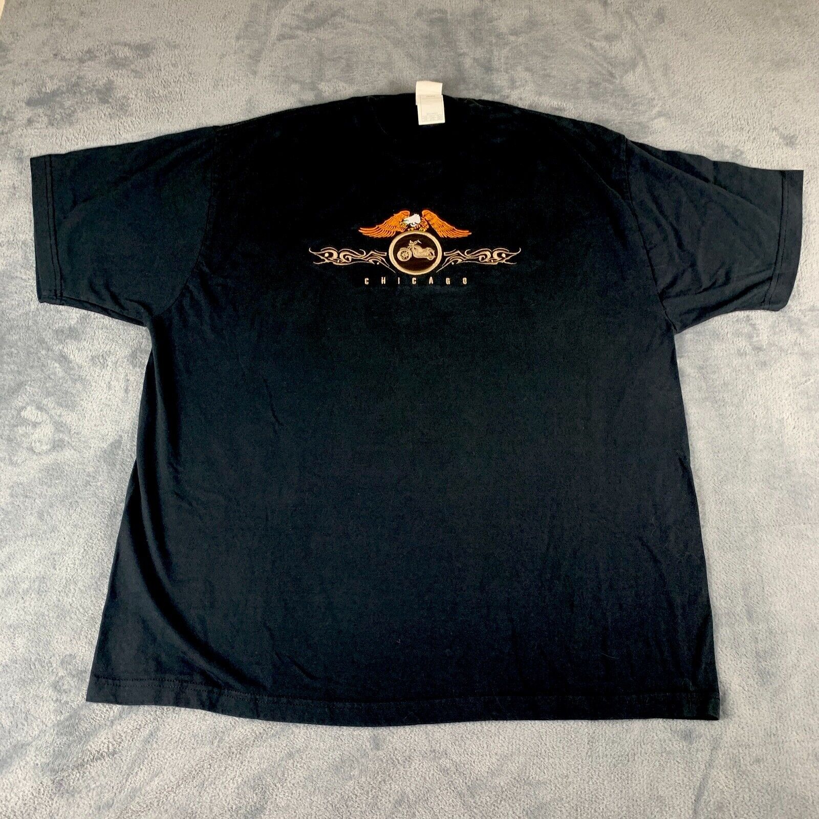 Harley-Davidson T-shirt Black Eagle Motorcycle Chicago Embroidered Men's 2XL