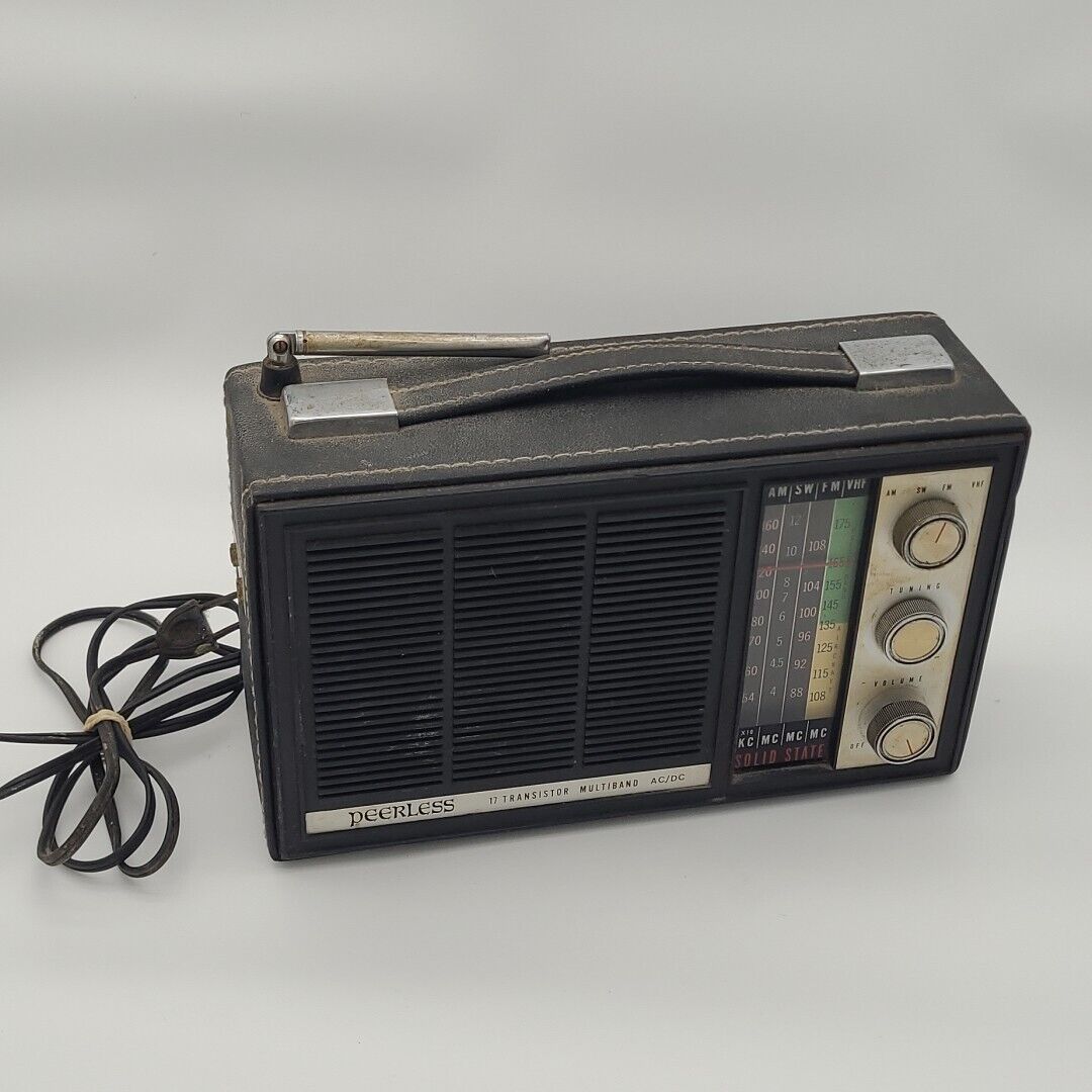Vintage 1960's Peerless 1750 17 Transistor FM/AM 5 Band Radio, Partly Working