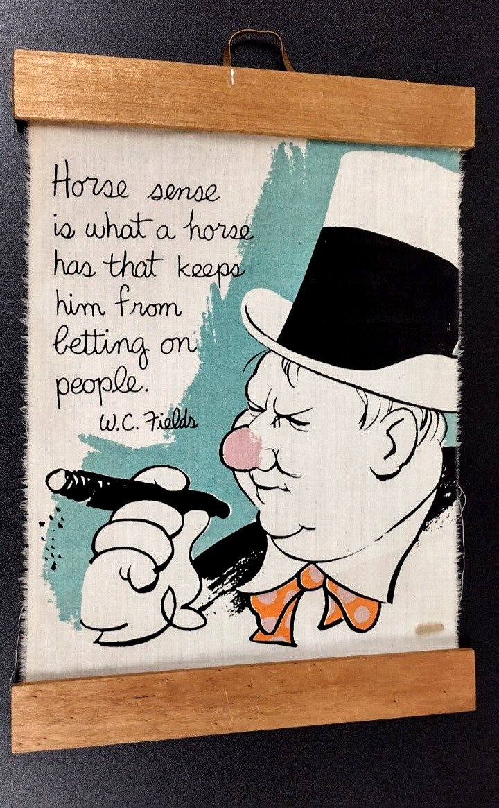 Vintage W.C. Fields ORIGINAL 1977 COTTON Frame BY WALLACE BERRIE - Horse Quotec