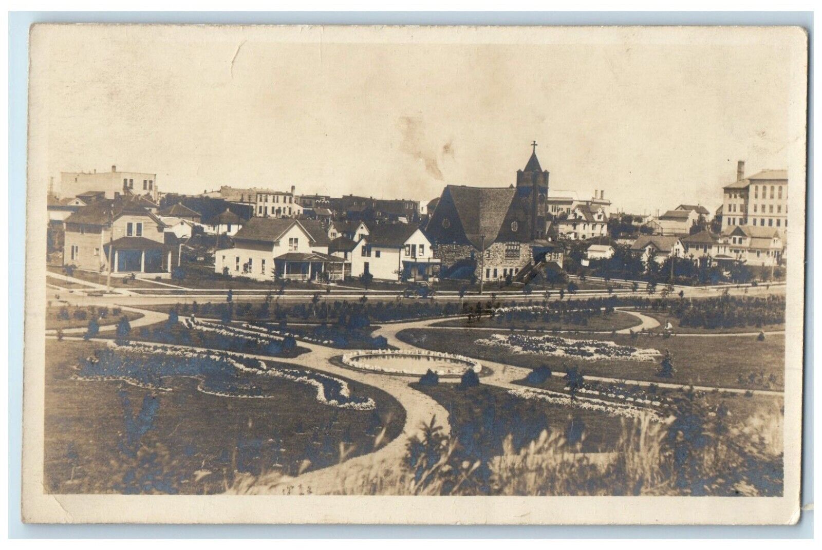 c1910's Houses Church Scene Coleraine Minnesota MN RPPC Photo Antique Postcard