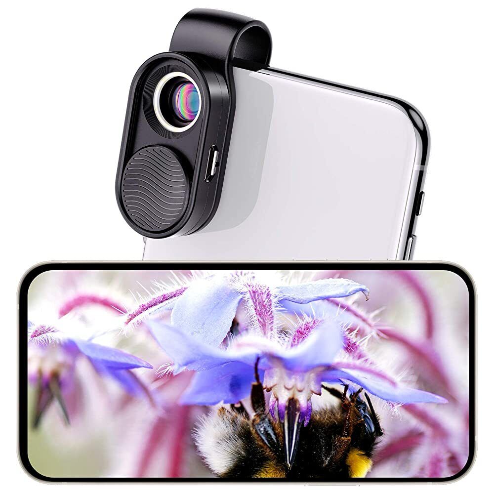 100X Microscope Lens Mobile Phone Macro Lens F1.8 LED Light For iPhone