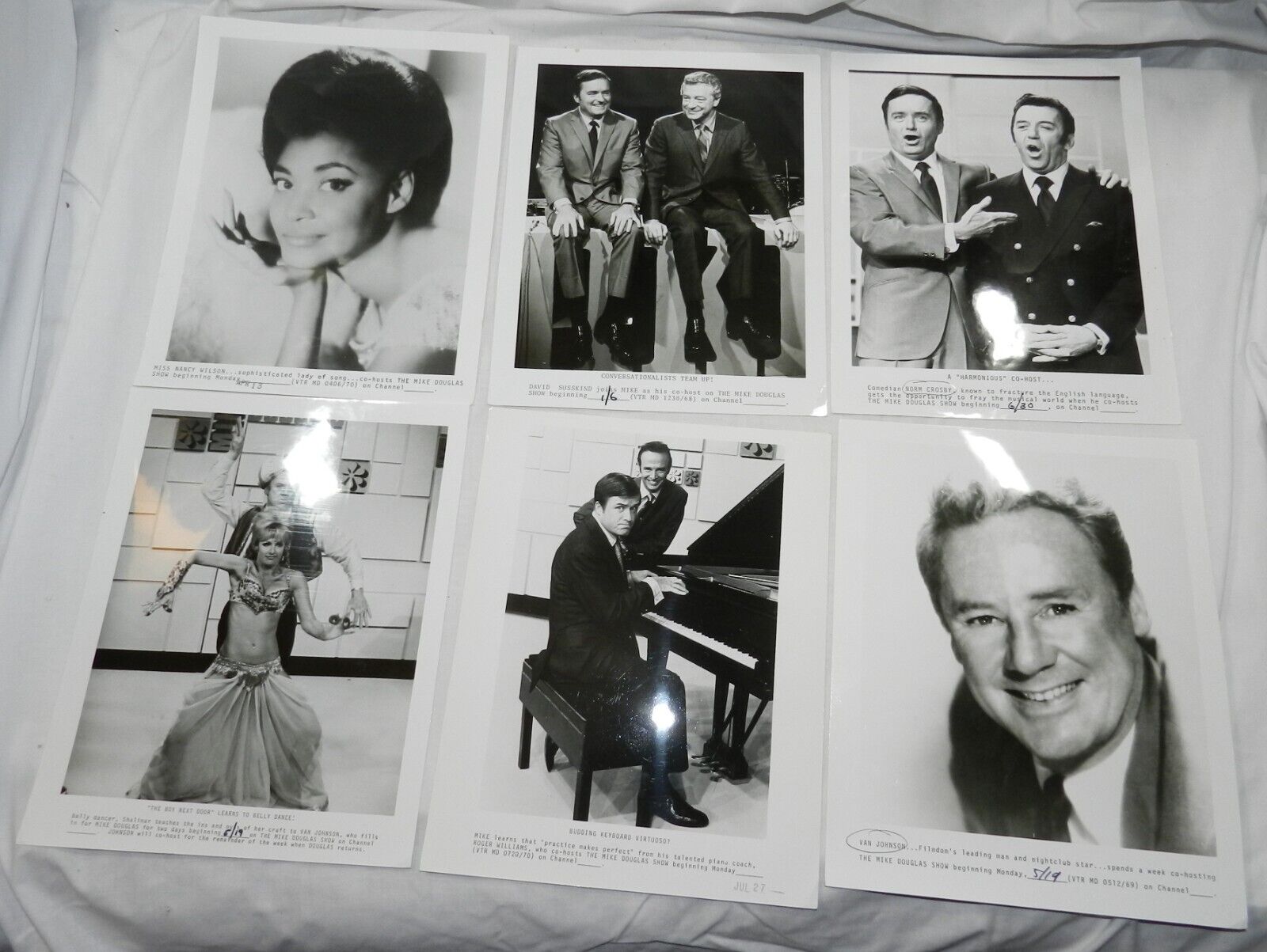 Lot of 51 Vintage Press Photos of guest stars + hosts for the Mike Douglas Show