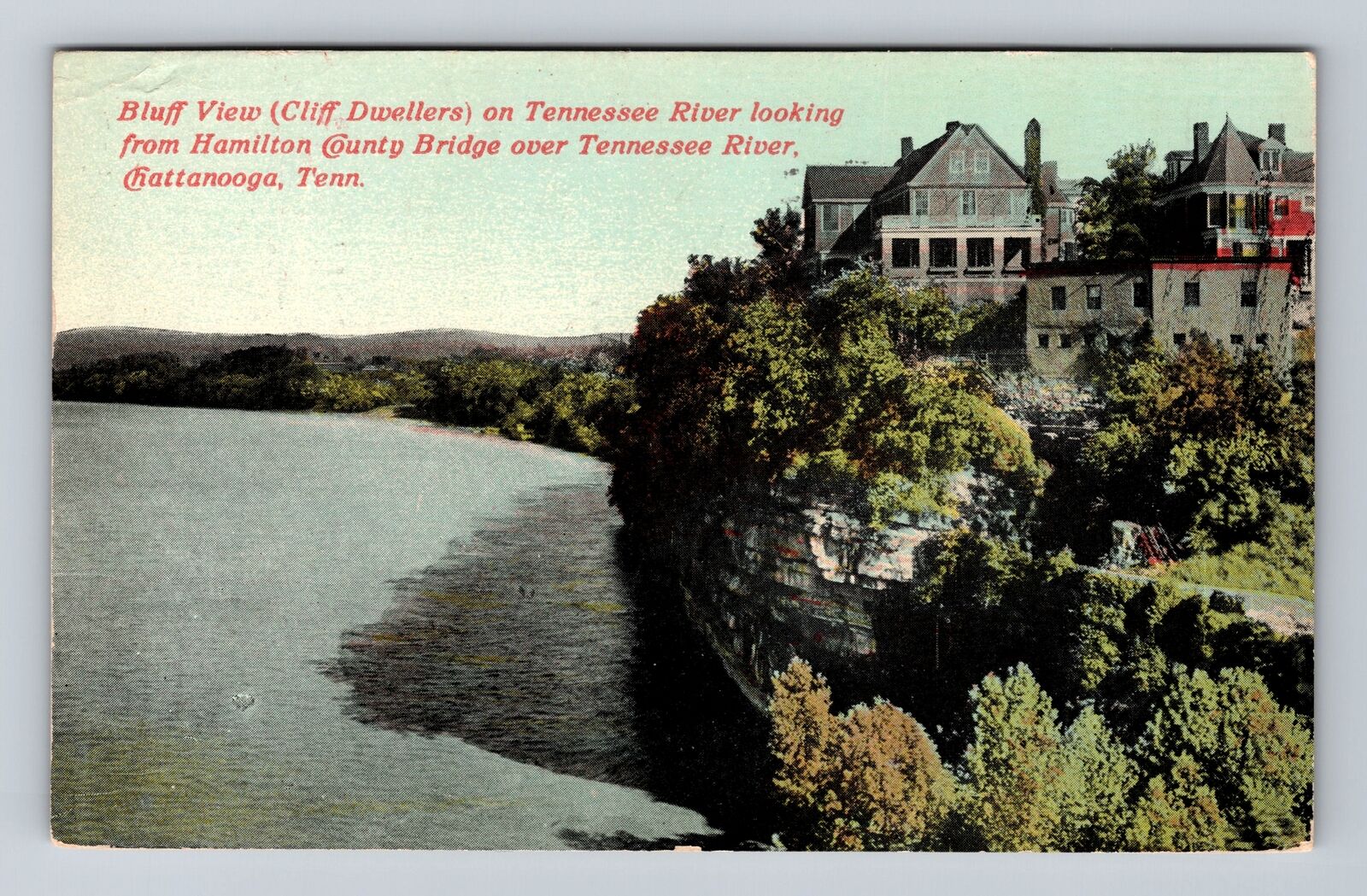 Chattanooga TN-Tennessee, Tennessee River, Bluff View Vintage c1910 Postcard