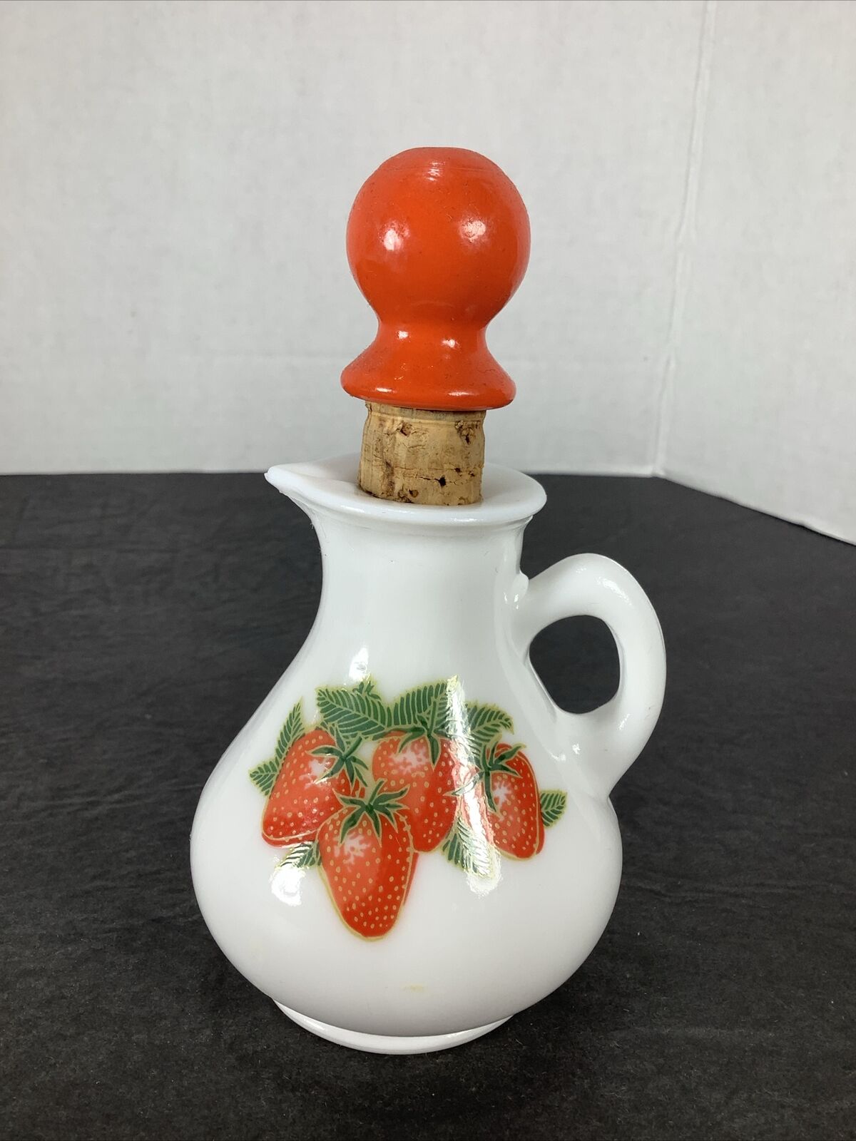 Vintage~ Avon® Milk Glass Strawberry Decorative Pitcher/Perfume Bottle w/Stopper