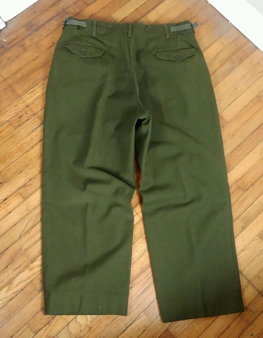 Vtg 1951 WWII Korean War Vietnam Cold Wool Trousers Pants Military Army 34 x 27
