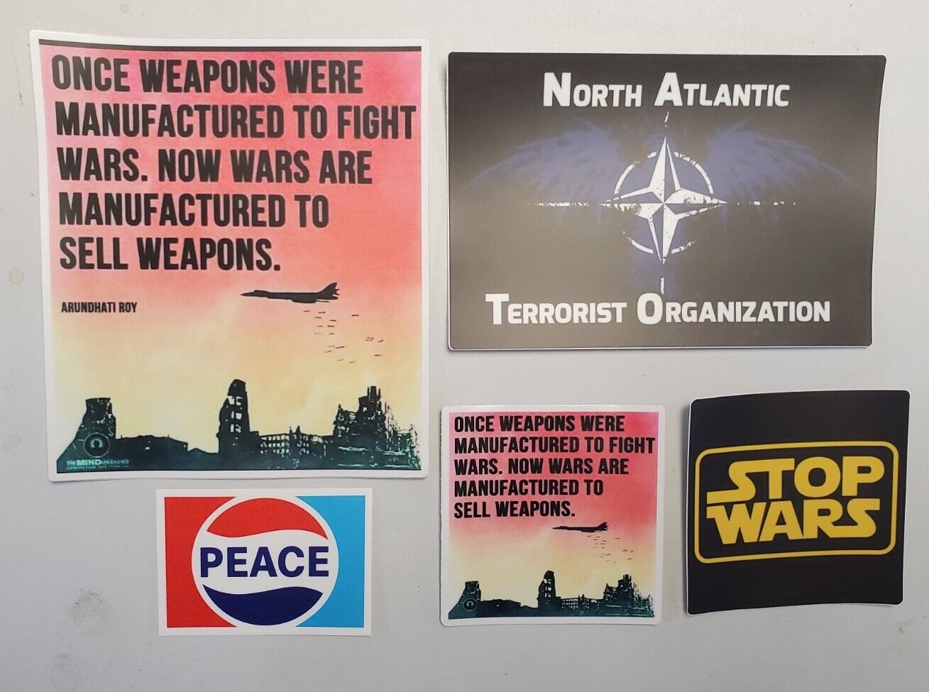 ANTI Military Industrial Complex New World Order STICKERS VARIETY PACK 5 