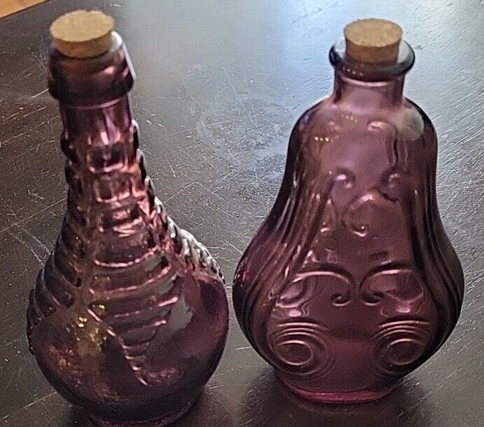 Vintage Amethyst Wheaton Bottles Set Of 2. 6 Inch
