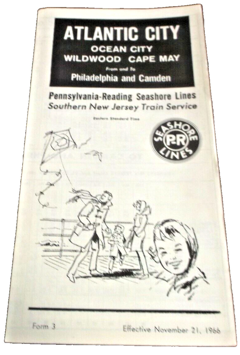 NOVEMBER 1966 PRSL PENNSYLVANIA READING SEASHORE LINES FORM 3 PUBLIC TIMETABLE