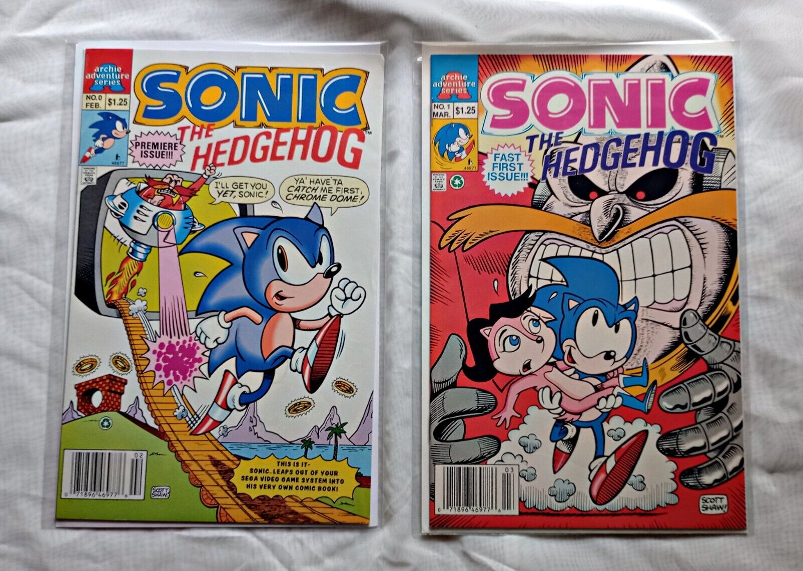 Sonic The Hedgehog #0-1, Archie Comics 1992 NM Newsstand