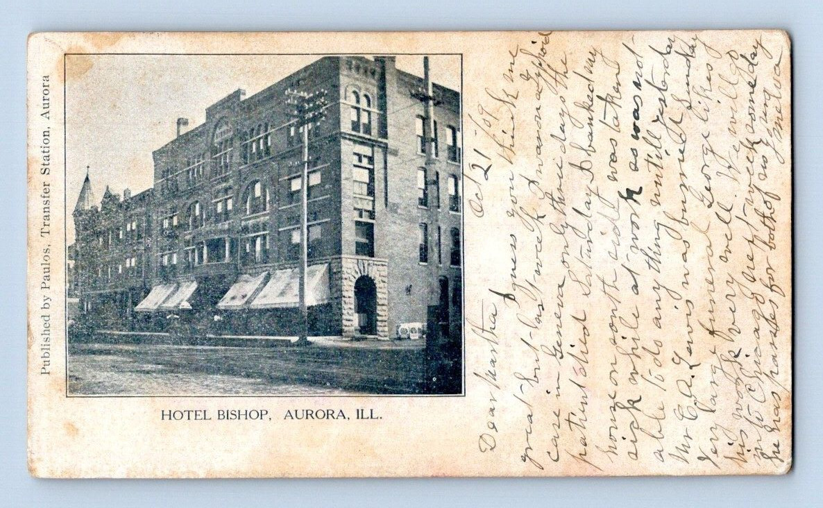 1909. HOTEL BISHOP. AURORA, ILL. POSTCARD EE17