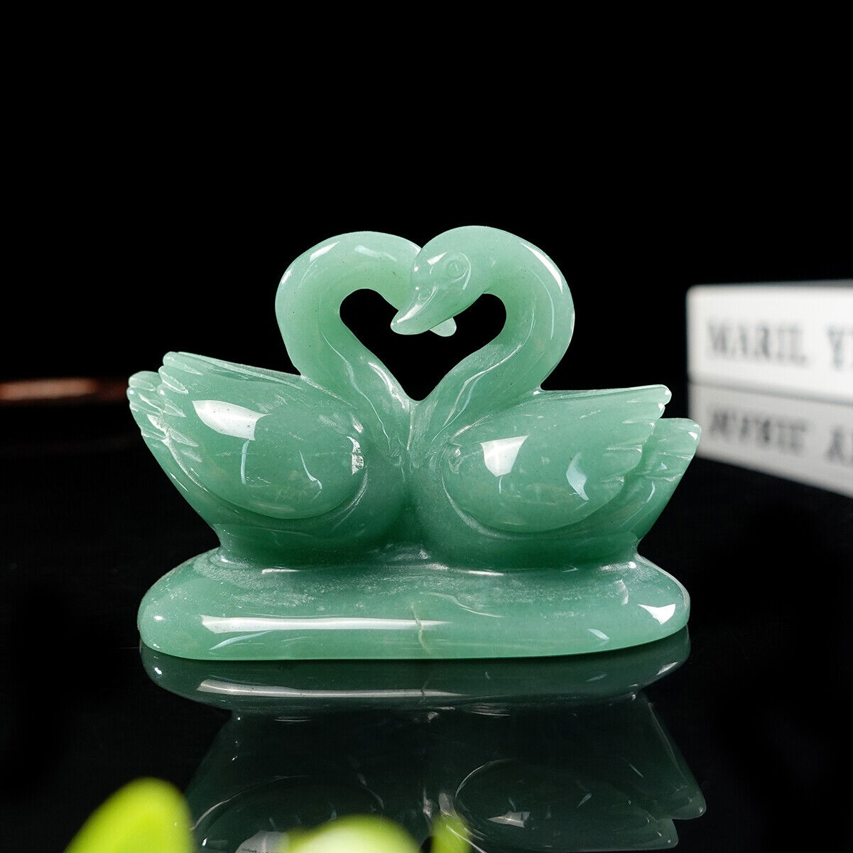 4'' Swans Goose Realistic Green Aventurine Carved Crystal Reiki Healing Gift