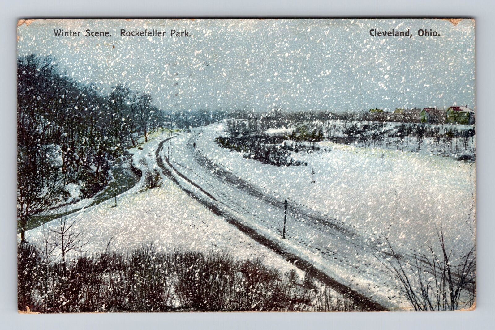Cleveland OH-Ohio, Winter Scene Rockefeller Park, Antique Vintage Postcard