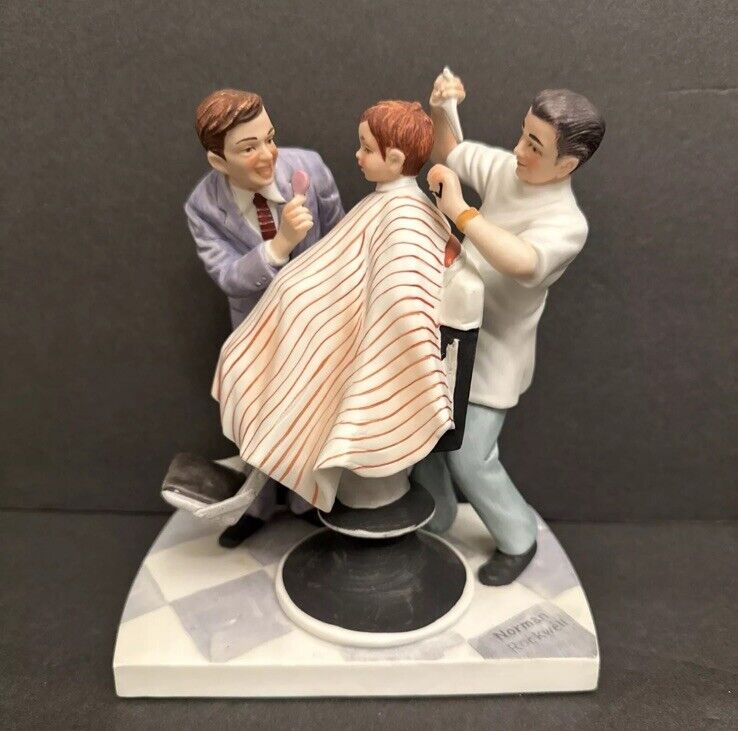 Vintage 1979 Norman Rockwell Figurine ''The First Haircut” w/Original box & COA