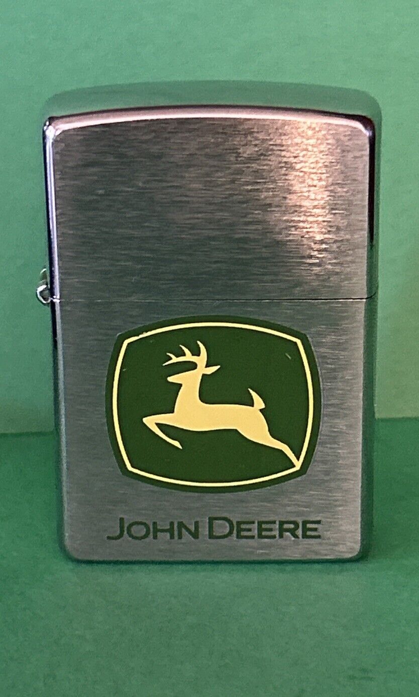 Zippo Lighter Green & Yellow John Deere Logo Leaping Deer 2004