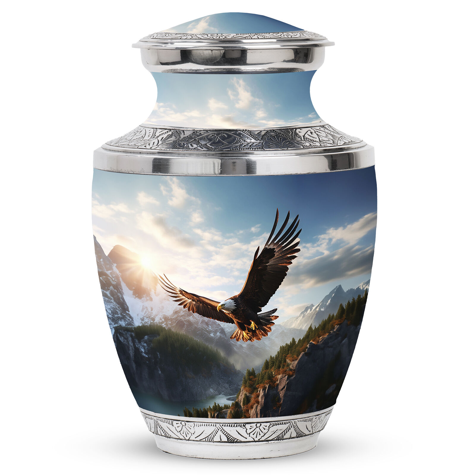 Human Cremation Urns Adult Eagle Flying In Valey (10 Inch) Large Urn
