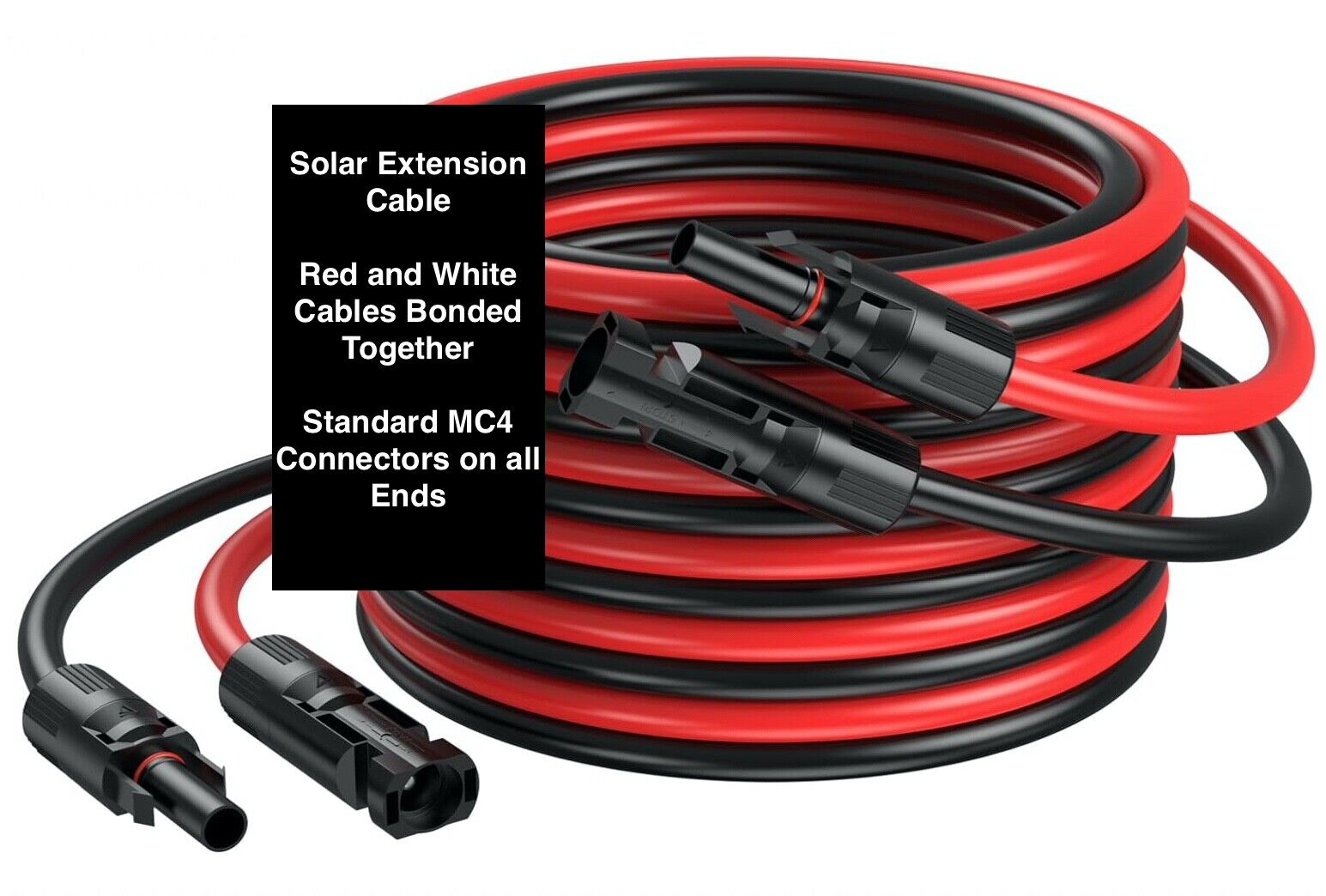 50ft Black + Red 10AWG Solar Panel Extension Cable Flexible Wire Connectors