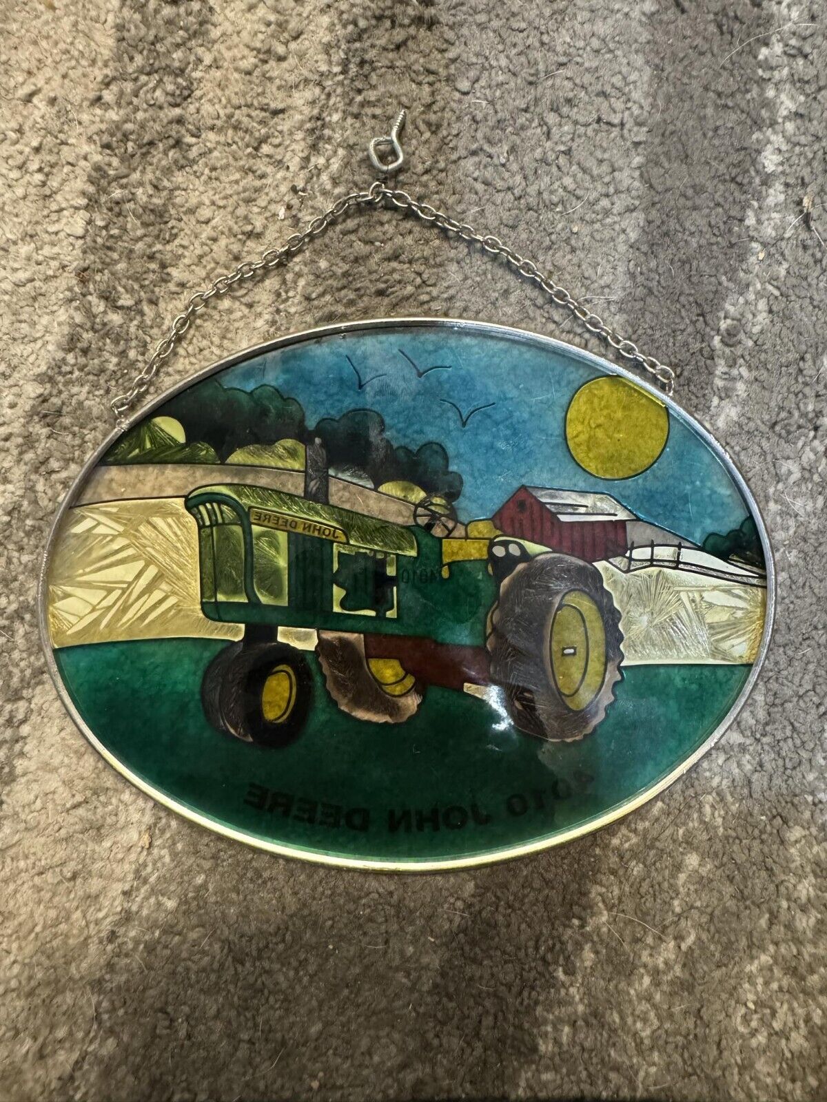 John Deere 4010 Tractor Hanging Suncatcher. Hand Painted. 