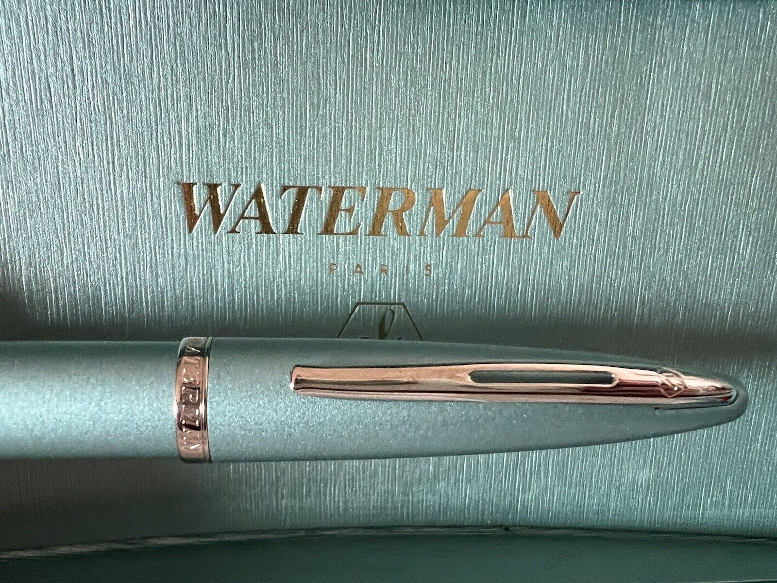 Waterman Pen Sphere Carene Deluxe Lacquer Green Trim Chrome Marking Box