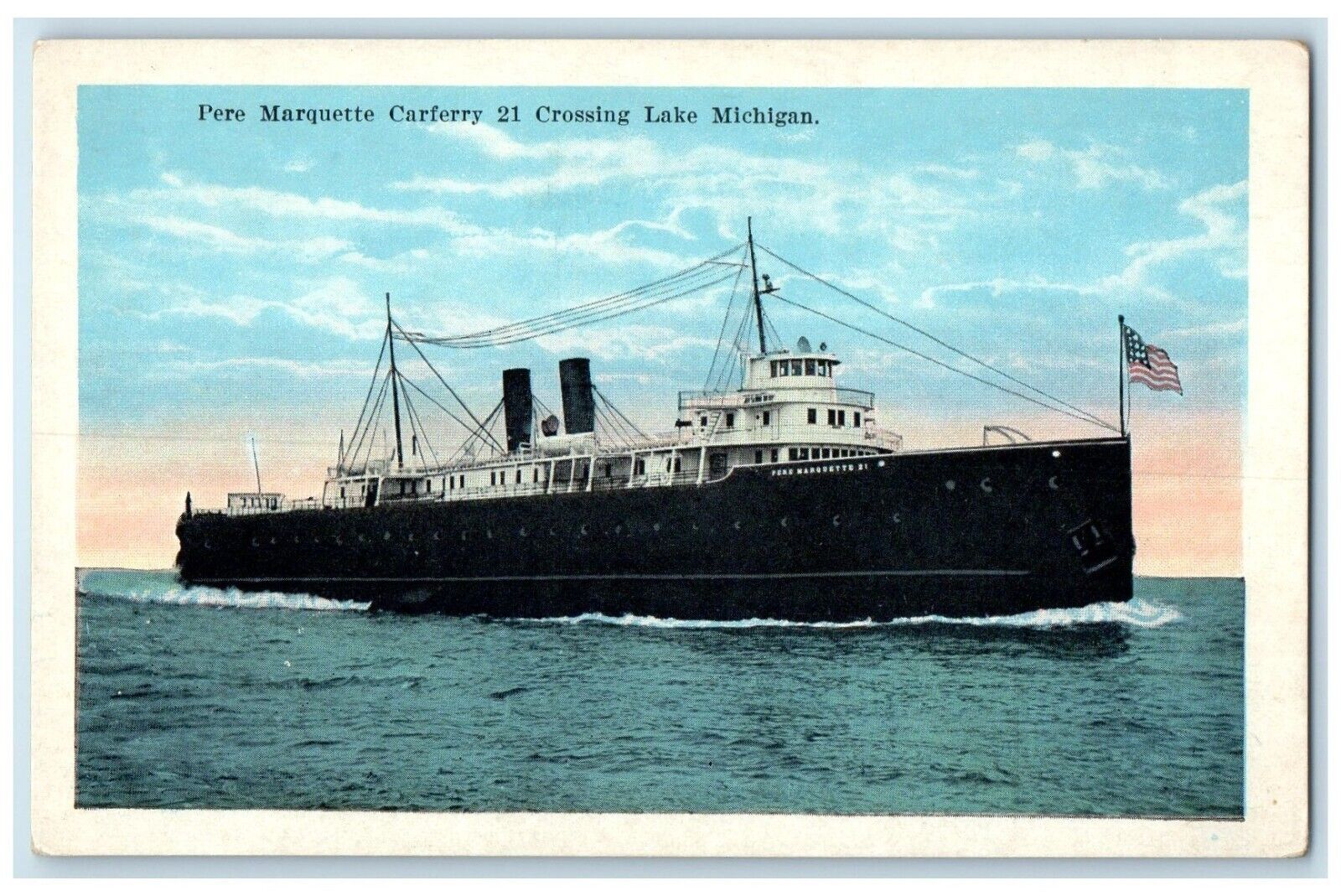 c1910\'s Pere Marquette Carferry 21 Crossing Lake Michigan MI Antique Postcard