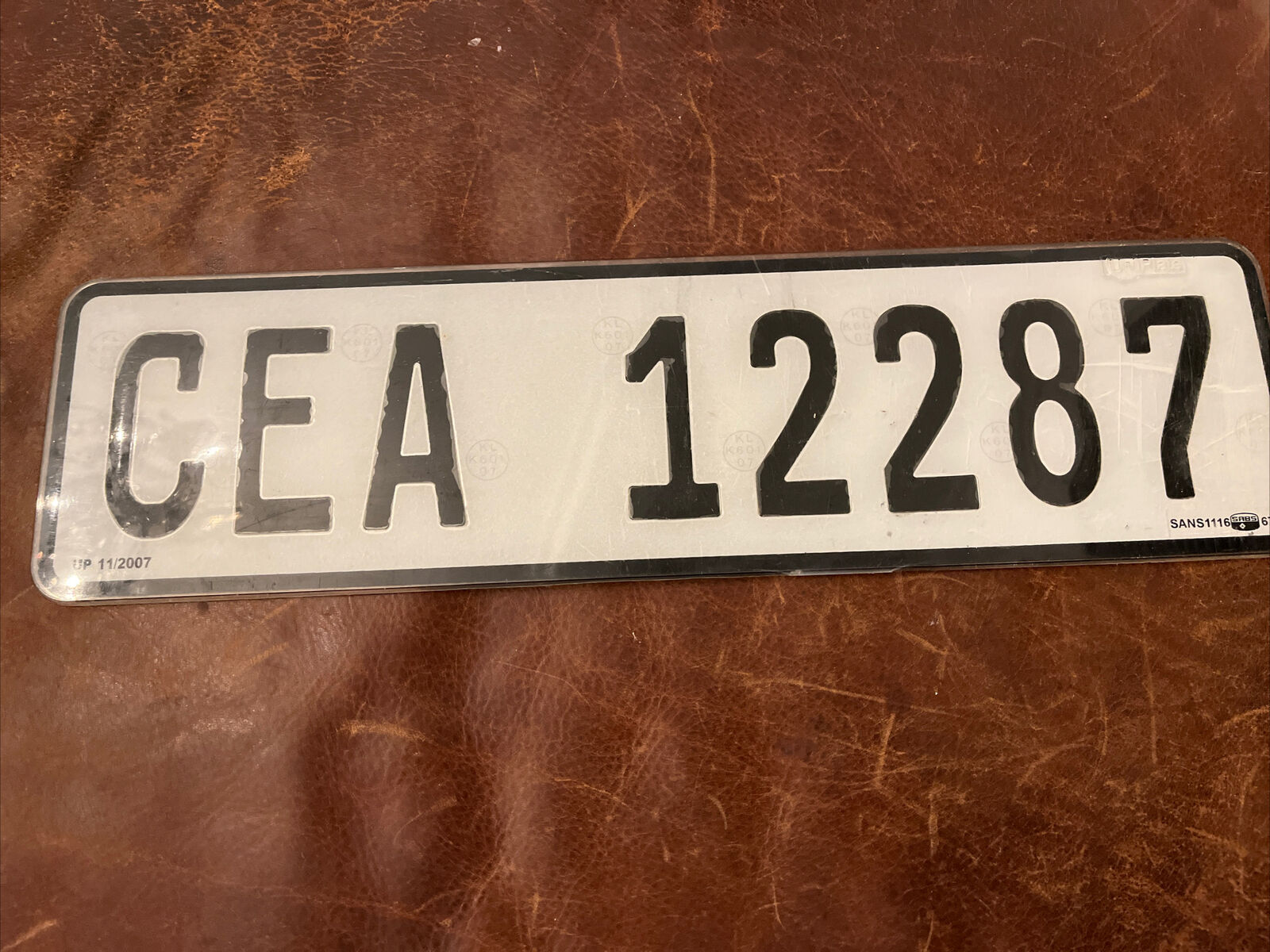 Vintage South Africa 🇿🇦 License Plate CEA = Mooreesburg African Tag # 12287