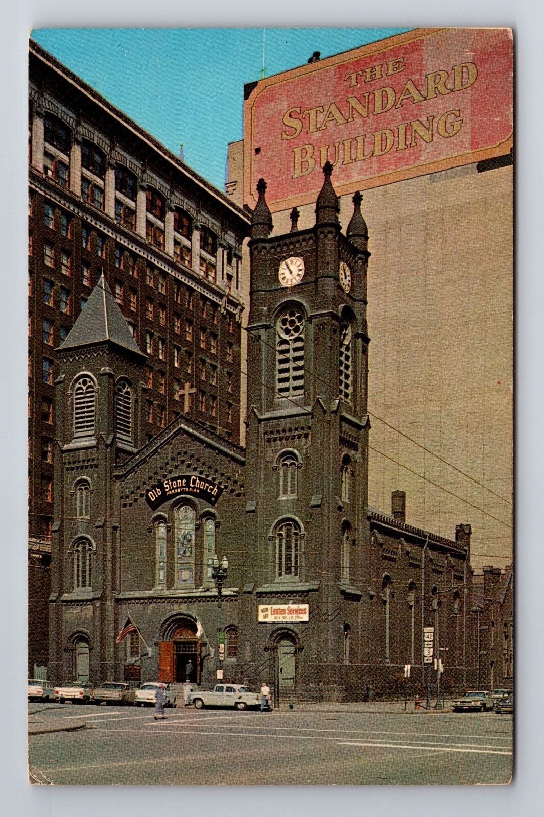 Cleveland OH-Ohio, Old Stone Church, Public Square, Antique Vintage Postcard