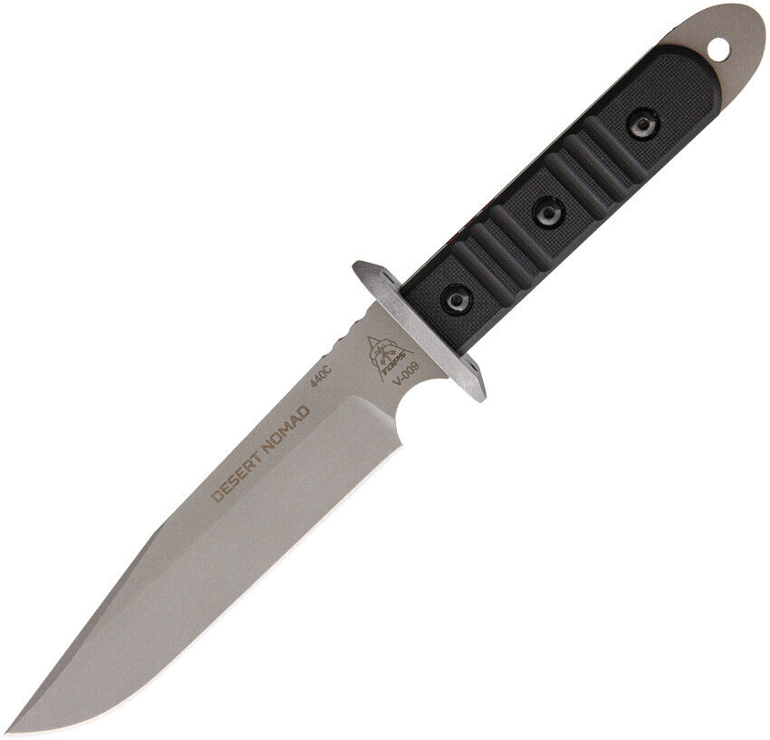 TOPS Desert Nomad Fixed Cryo Treated Stainless Blade Black Handle Knife DMAD01