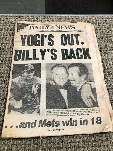 1985 APRIL 29 Daily NEWS New York’s Picture Newspaper BILLY MARTIN -YOGI'S OUT 