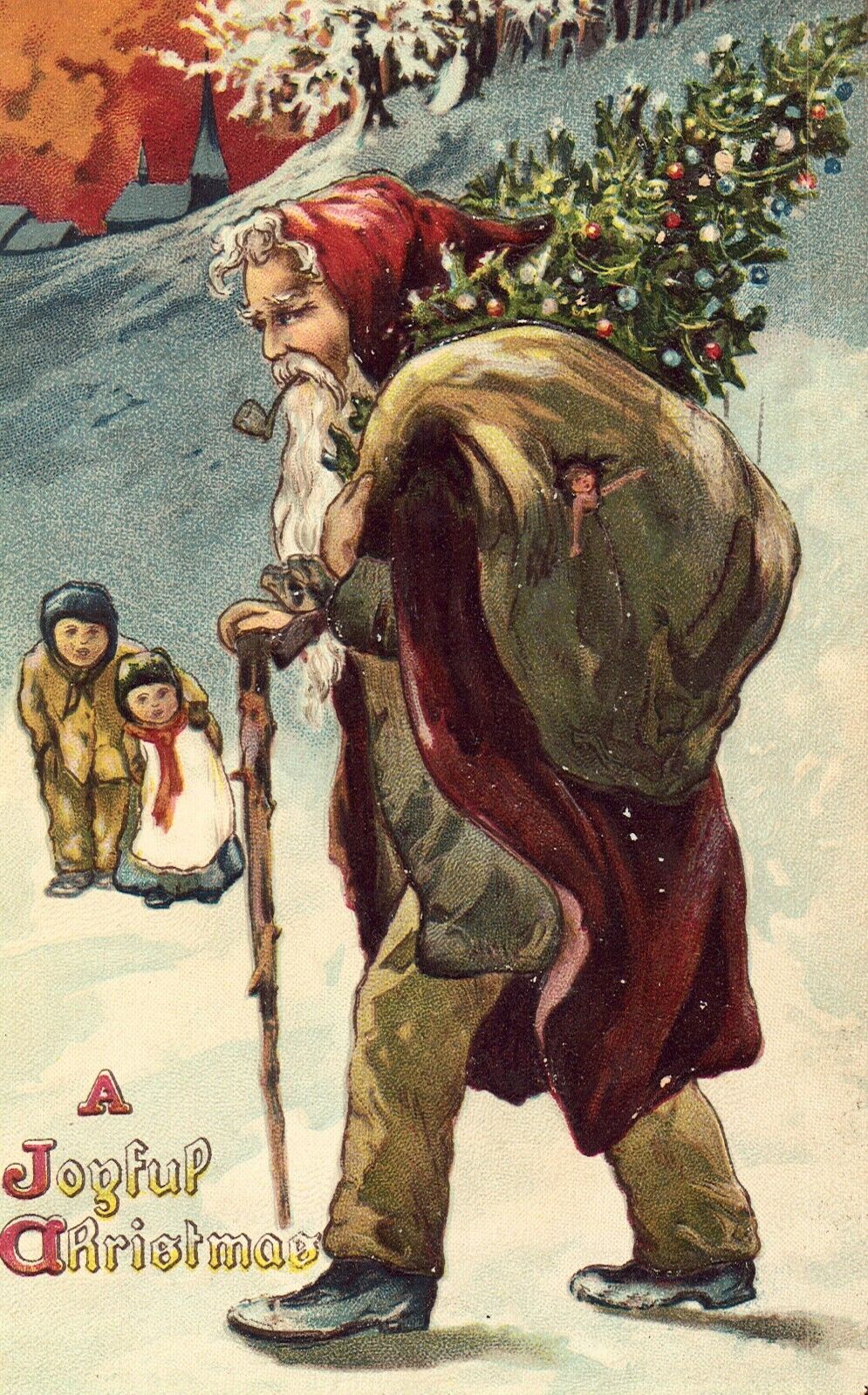 Brown Suit Santa - Tuck's Postcard