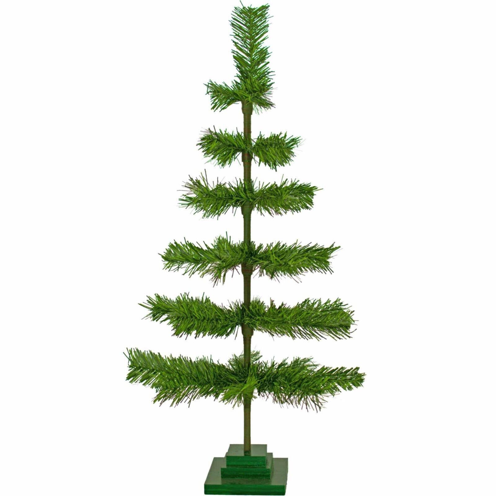 36'' Alpine Green Christmas Tree Tinsel Feather Style Holiday Tree 3FT Table-Top