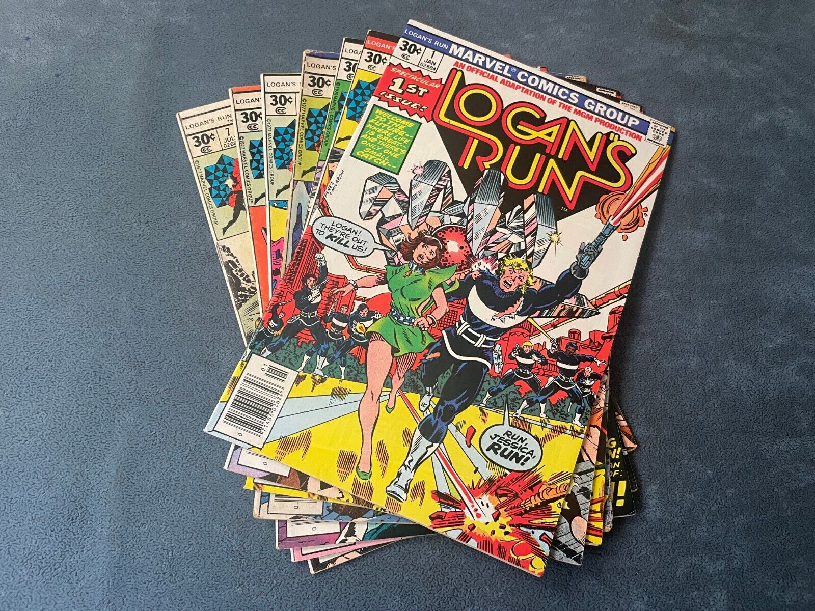 Logans Run #1-7 1977 Marvel Comic Thanos Key Mark Jewlers Complete Set Mid Grade