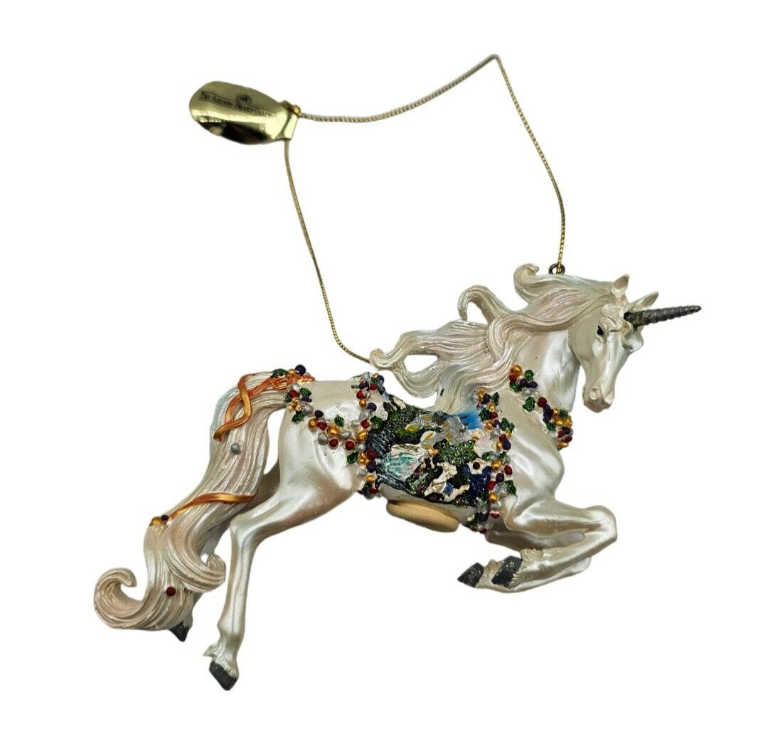 Vtg Ashton Drake Galleries Unicorn Christas Ornament Hand Painted NEW Galloping