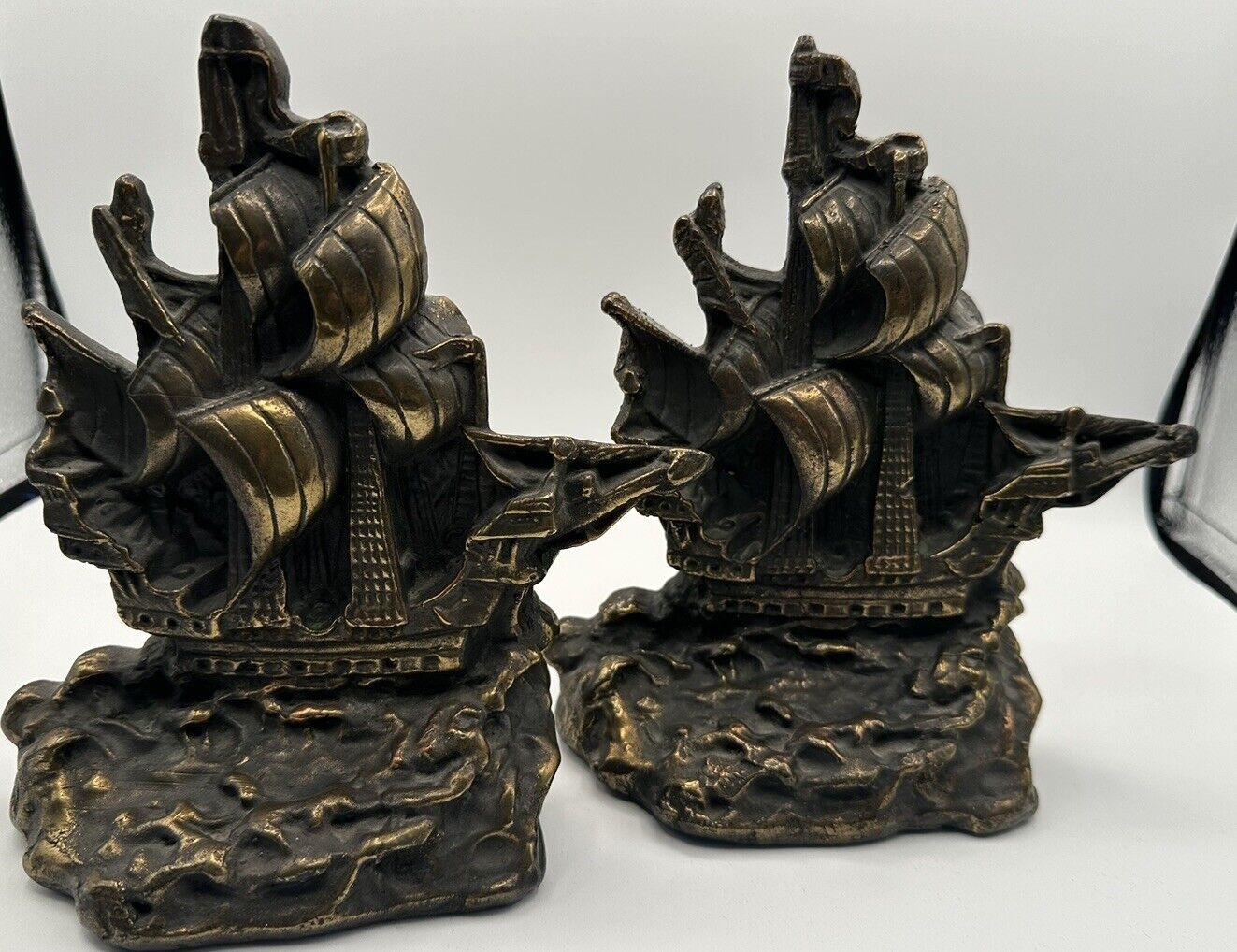 Bookends Ships Armor Bronze-National Metalizing Sailing Nautical Vanderdeken