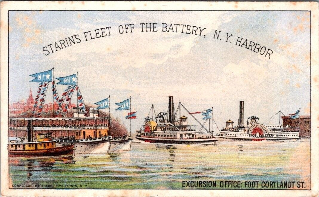 Starin's Fleet Battery NY Harbor Glen Island Steamers St Nicholas Laura M HPV1