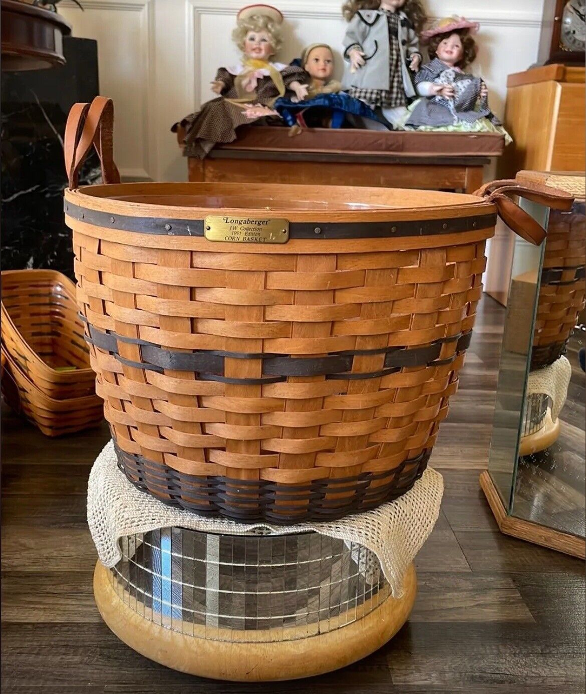 Longaberger Large 1991 J. W. Collection Corn Basket with Protector 17” Diameter