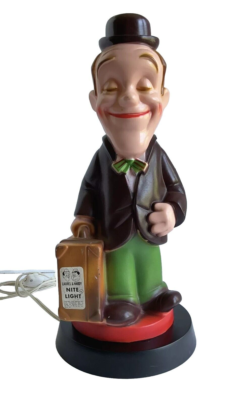 Vintage Laurel & Hardy Lamp Nite Light Play Pal Plastics Collectible Made in USA