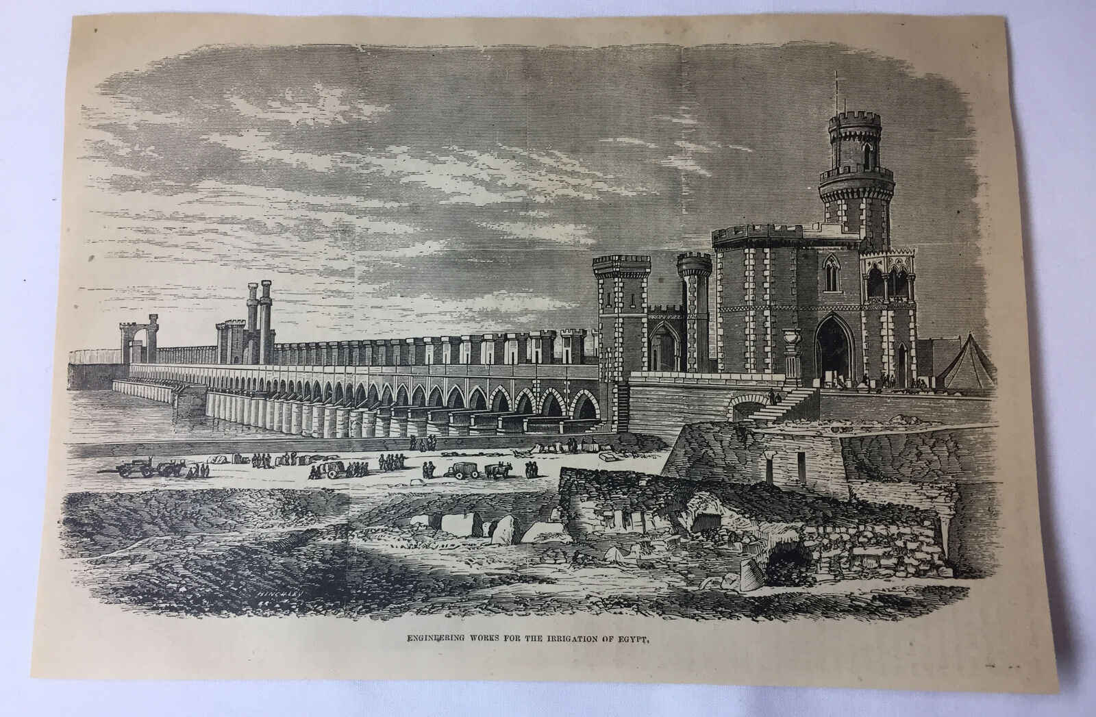 1877 magazine engraving ~ ENGINEERING WORKS OF IRRIGATION OF EGYPT